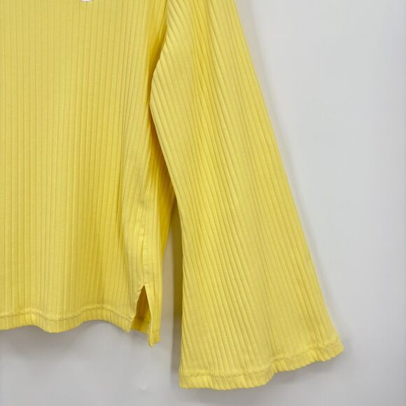 Nike Sportswear Ribbed Jersey Long Bell Sleeve Top, Sz Med, Yellow Athleisure - Picture 7 of 11